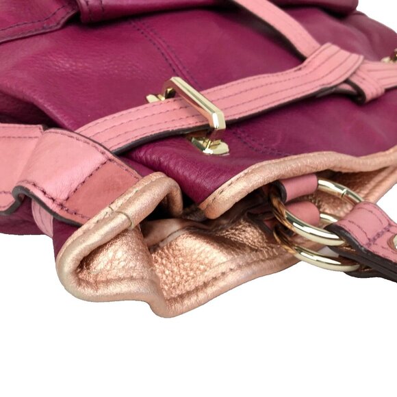 B MAKOWSKI Large Leather Hobo Shoulder Bag Purse Pink Copper Designer Pockets - Picture 6 of 16